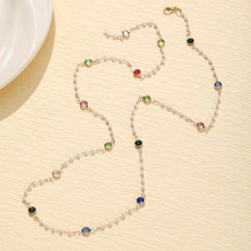 KURTCB Rhinestone Necklace for Women Boho Long Y Lariat Necklace Colorful Summer Beach Jewelry - Image 4